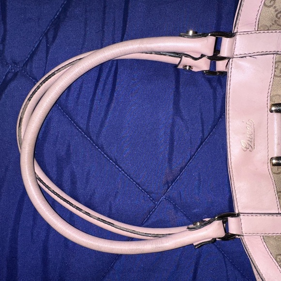 Gucci Tote Bag GG Canvas 211983 Leather Pink Beige Champagne Women's - Picture 12 of 16